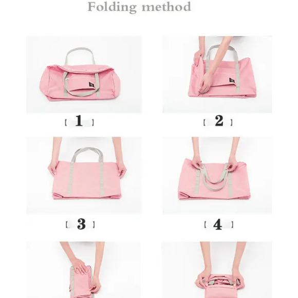 Pink Travel Bag, Portable, Lightweight, Large Storage Capacity Folds up New - Picture 5 of 8